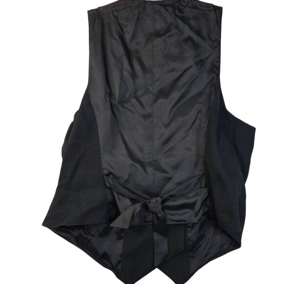 Womens Wool Gabardine Double-Breast Vest 14 Black by Pine Place Deadstock USA - Picture 5 of 9